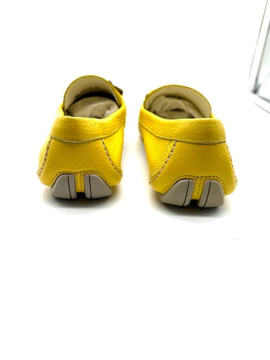 Salvatore Ferragamo Yellow Leather Driver Loafers‎ Shoes New  Sz 7 main image 4